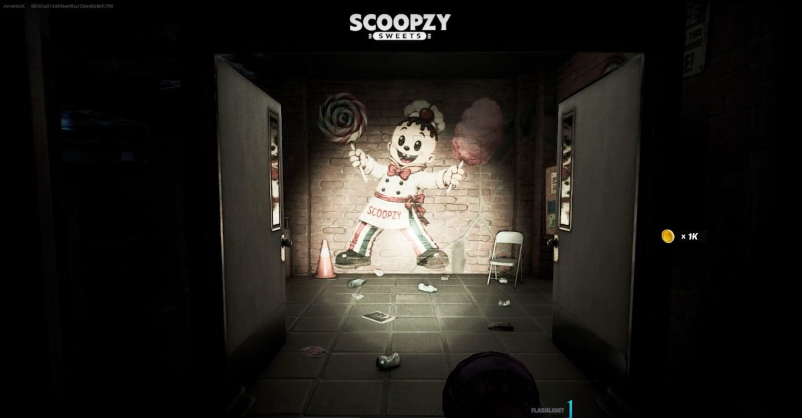 Vintage Scoopzy mascot mural on a brick wall
